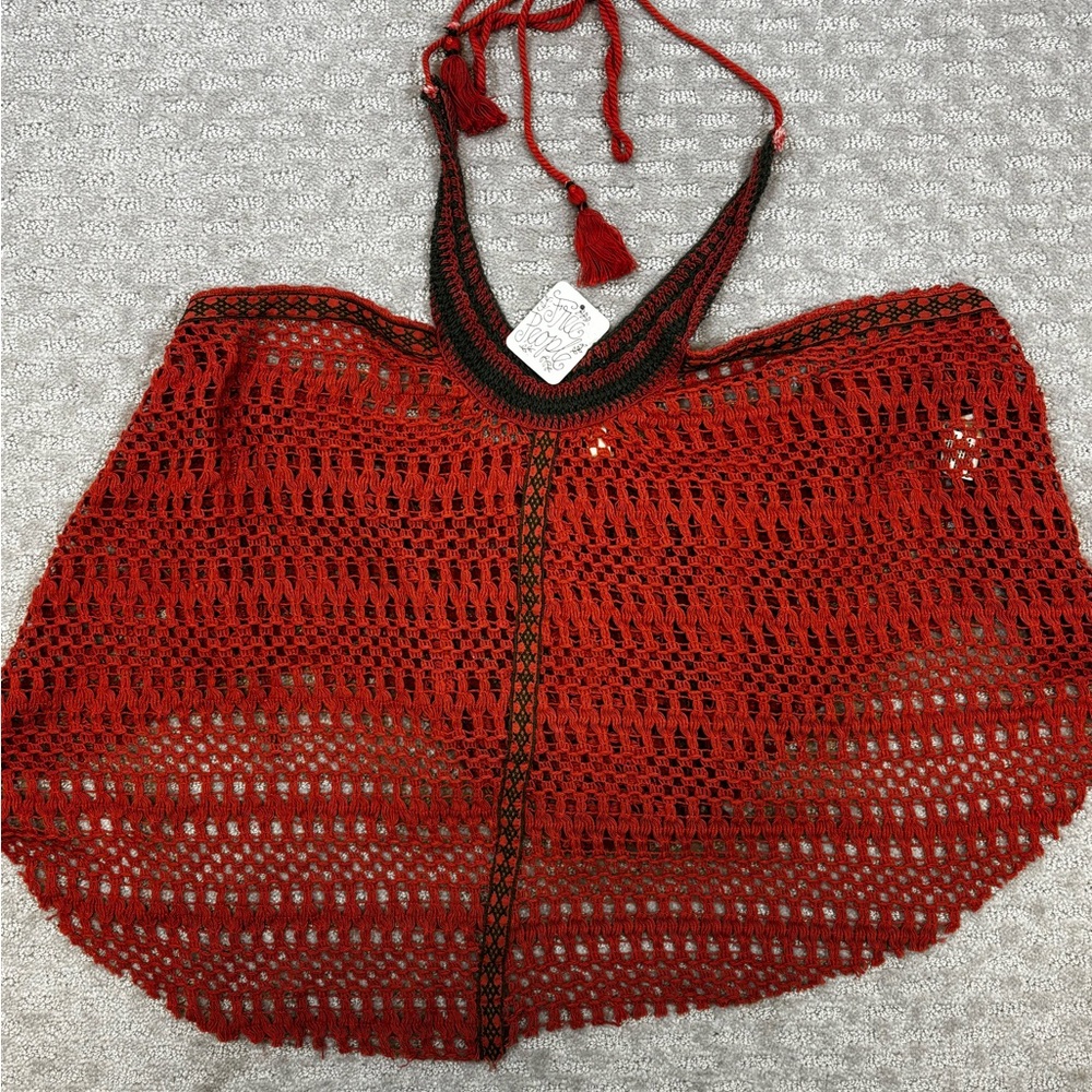 Free People Crochet Knit Boho Crop Top Blouse Grunge Woman’s Sz M New